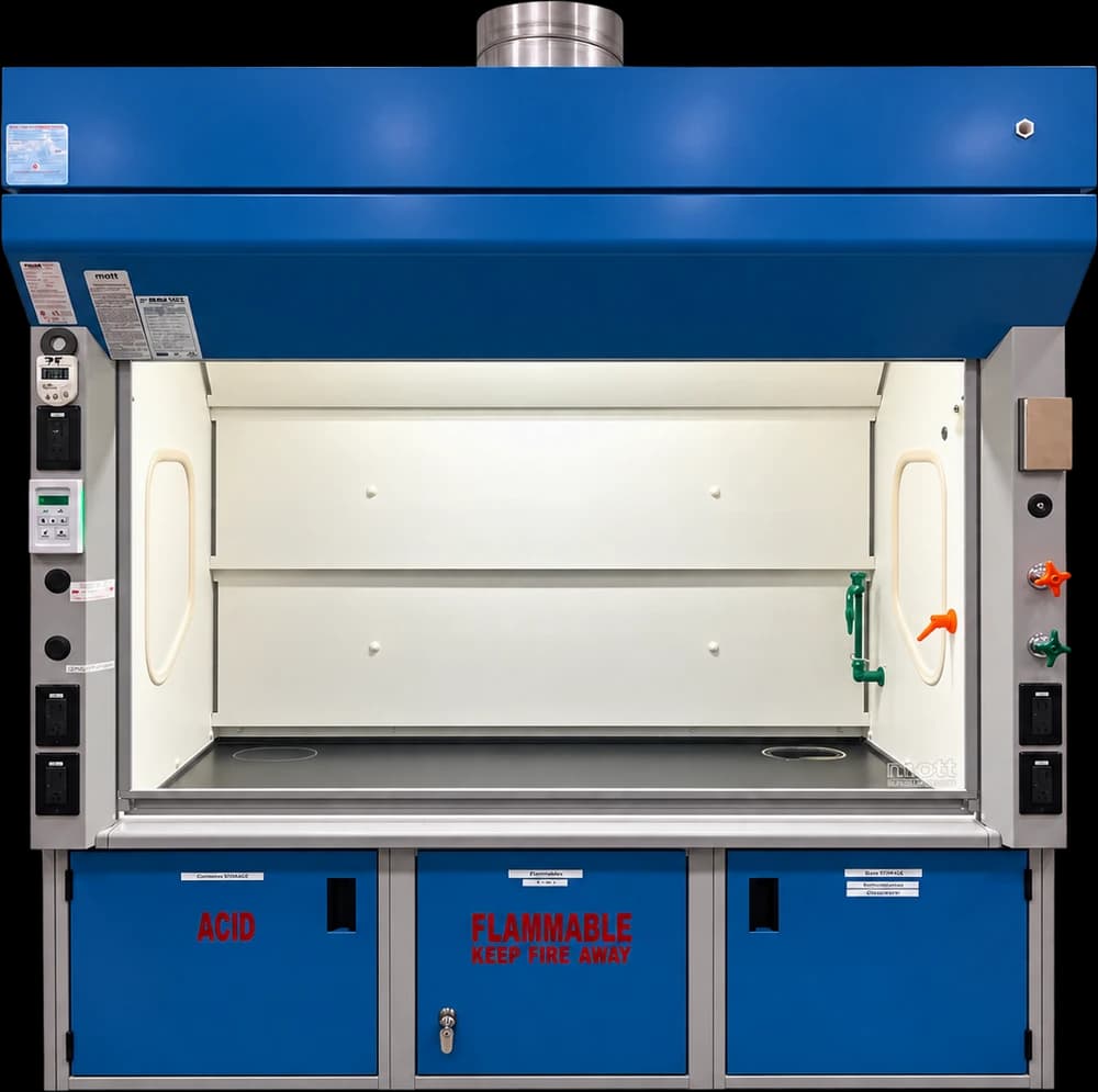 Laboratory fume hood for testing, decontamination and equipment clearance