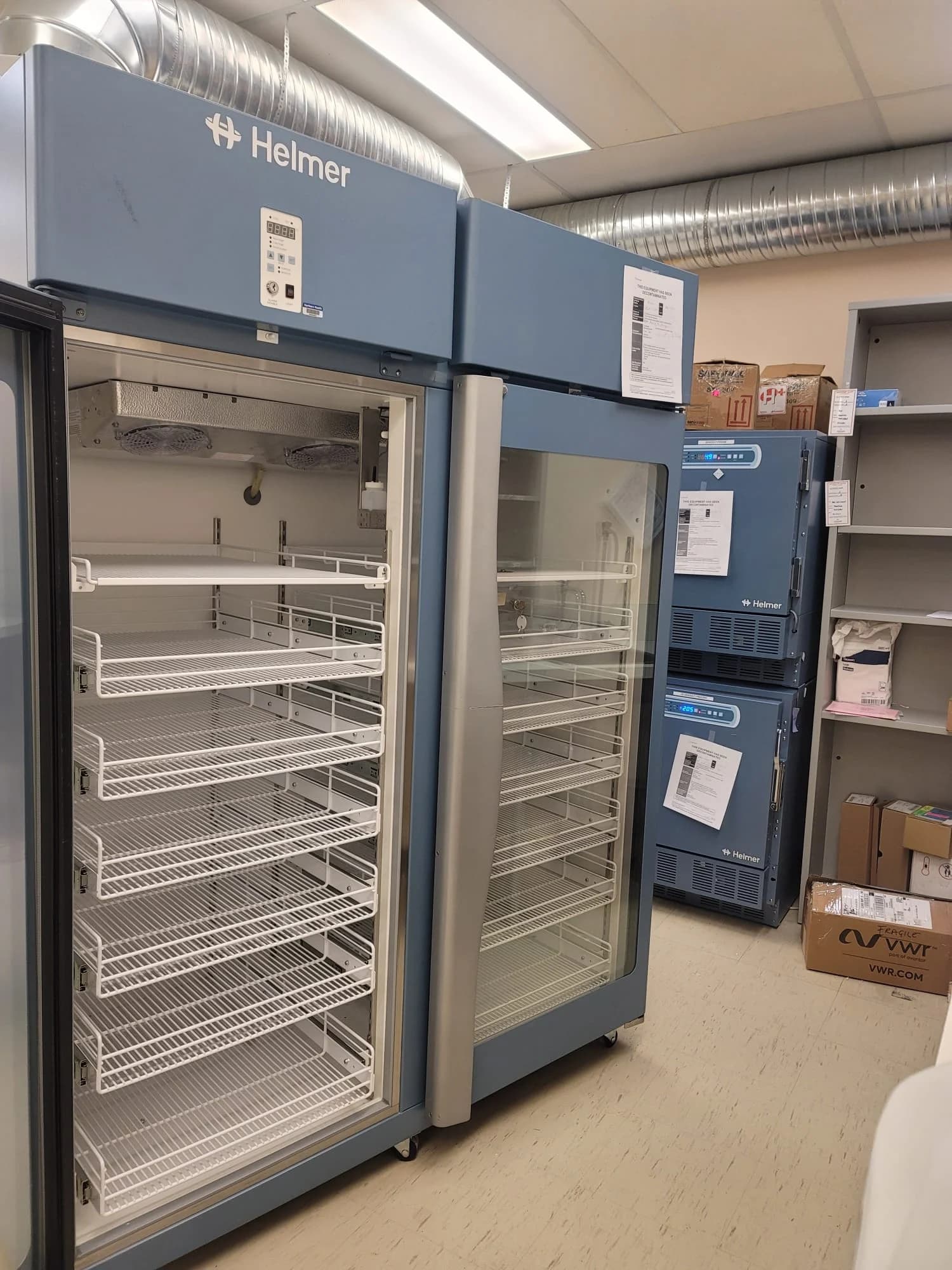 Laboratory equipment awaiting assessment for clearance and disposal